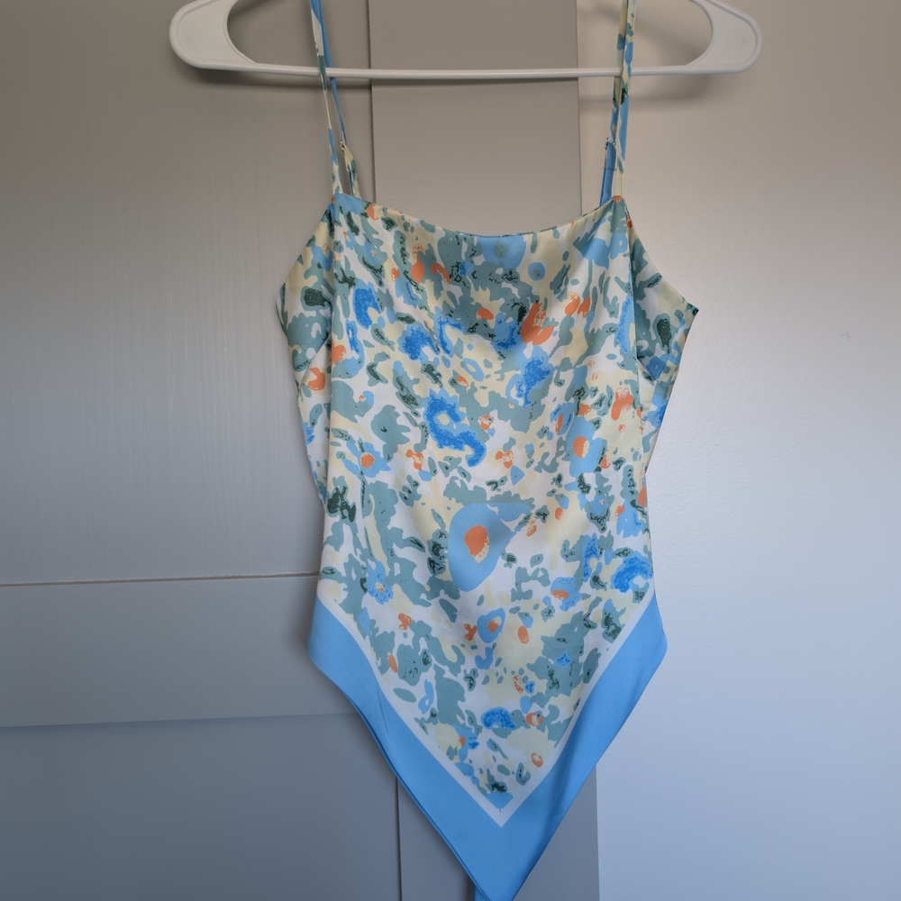 Floral Camisole with Blue Trim